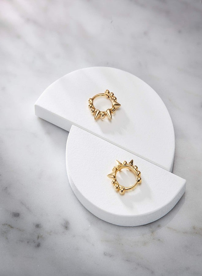 SANNYRA Spike Hoop Earrings for Women, Small Huggie Hoop Earrings 14K Gold Plated Hypoallergenic Minimalist Ear Jewelry - Image 4